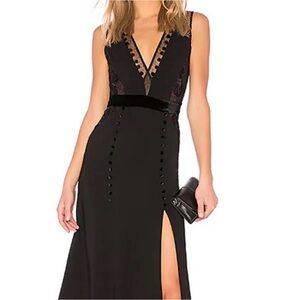 A.L.C. Black Lace Detail Maxi Dress